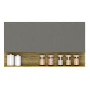 COCINA 120CM STAPELIA 6 PUERTAS 1 CAJÓN GRIS/MADERADO NATURAL